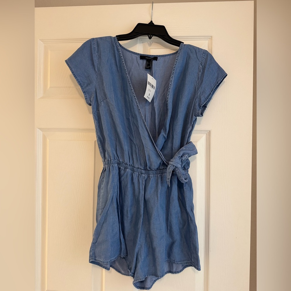 Blue Denim romper - small NWT
